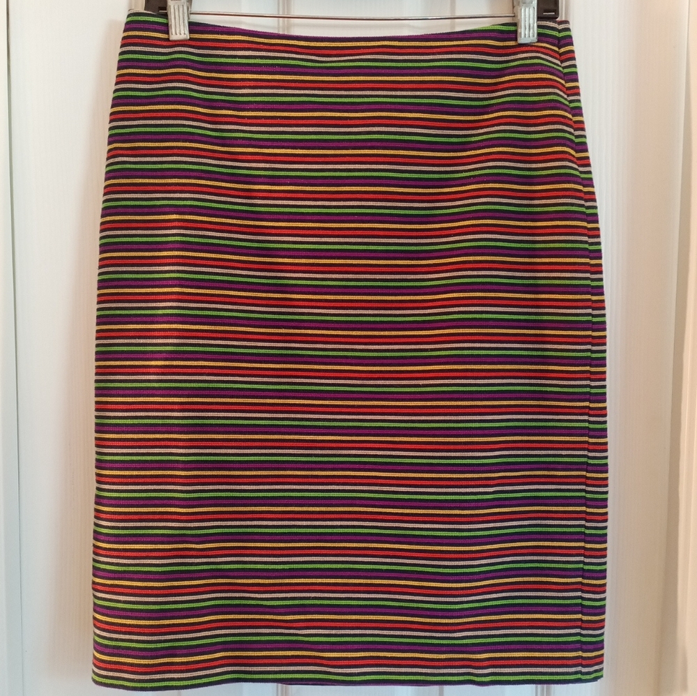 Talbots Multicolored Striped Lined Career Pencil Skirt Size 8